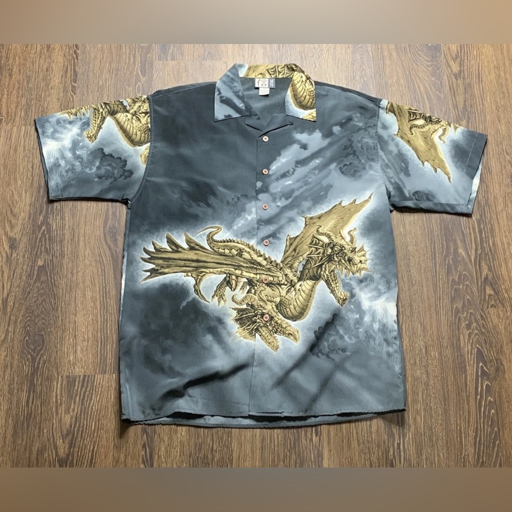 Vintage Trust Dragon Art Double Sided Mega Print Shirt Adult Large